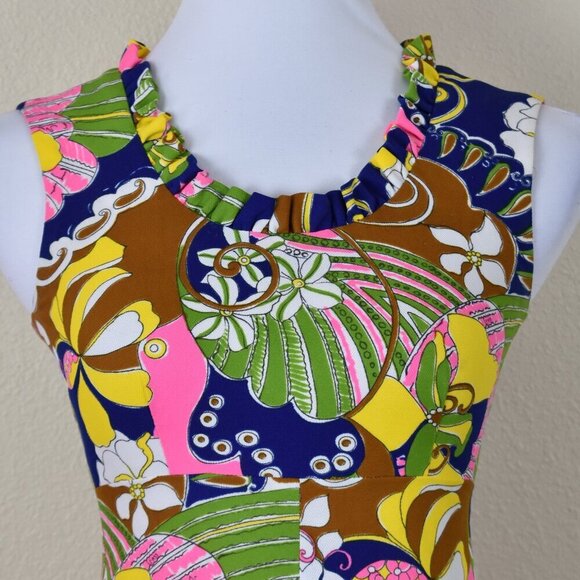 Vintage 60s Mod Floral Midi Dress - 0/2 - Picture 2 of 10